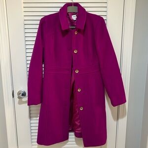J Crew Wool Blend Lady daycoat — purple with gold buttons long wool jacket